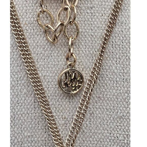 Gold Tone Crystal Tassel Pendant long Necklace New York & Company - Picture 7 of 7